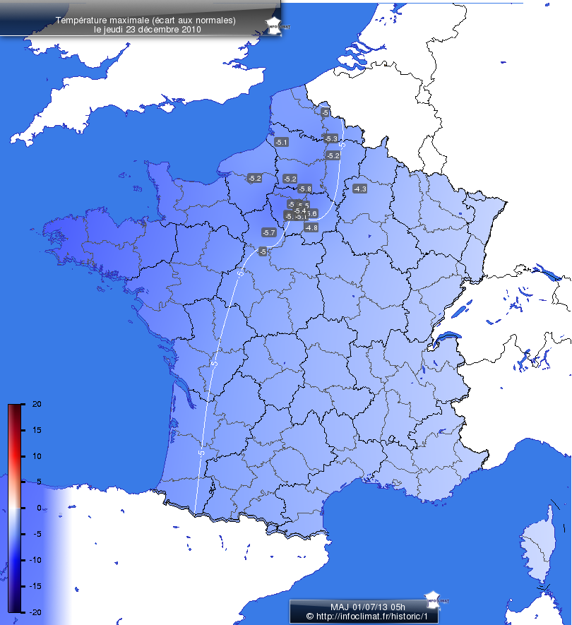 Carte des écarts aux normales