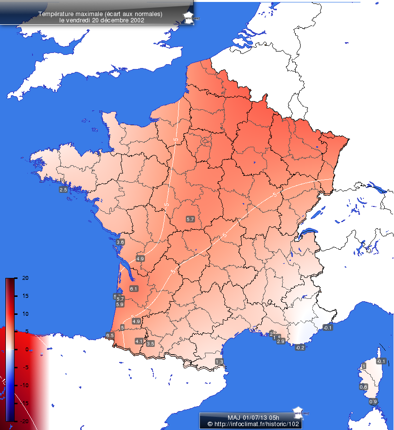 Carte des écarts aux normales