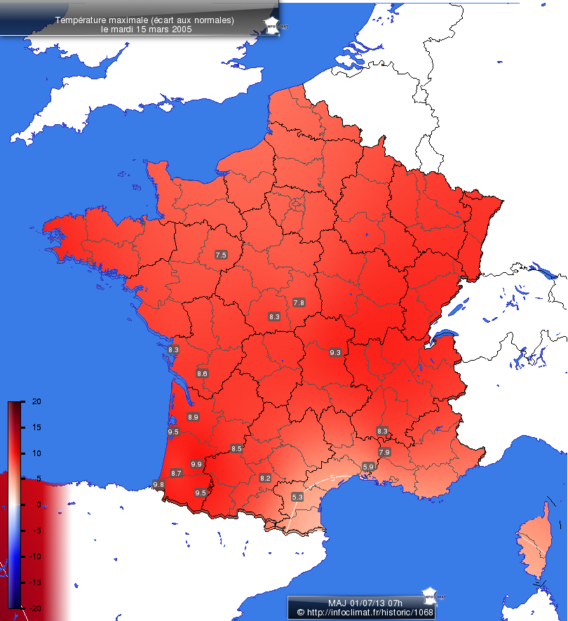 Carte des écarts aux normales