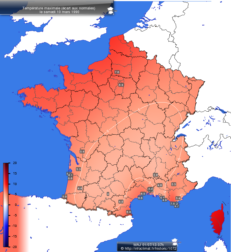 Carte des écarts aux normales