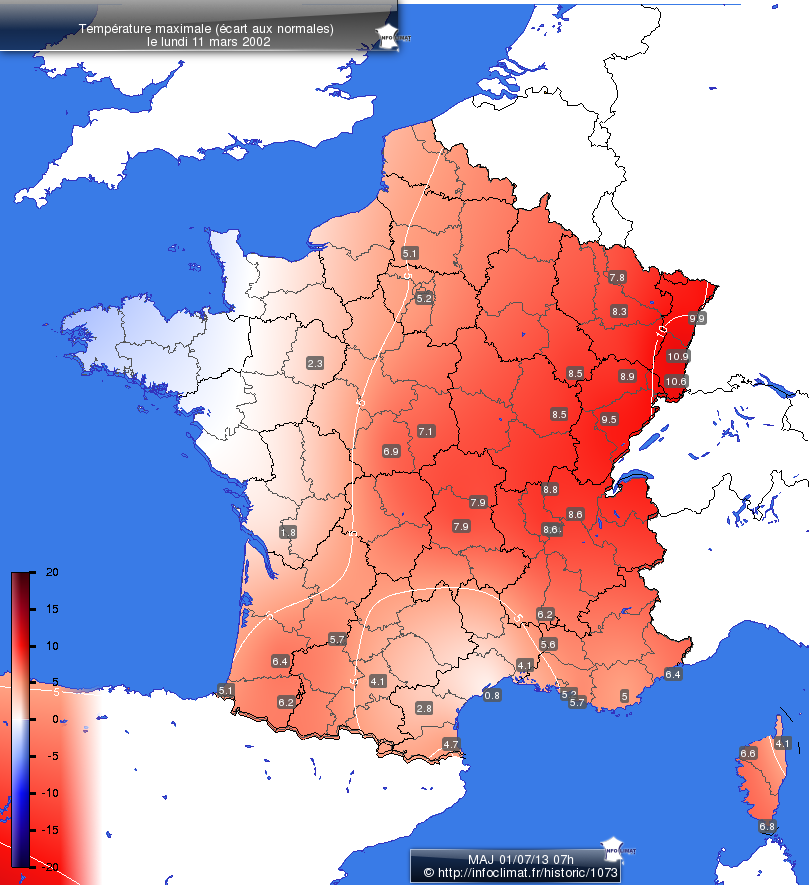 Carte des écarts aux normales