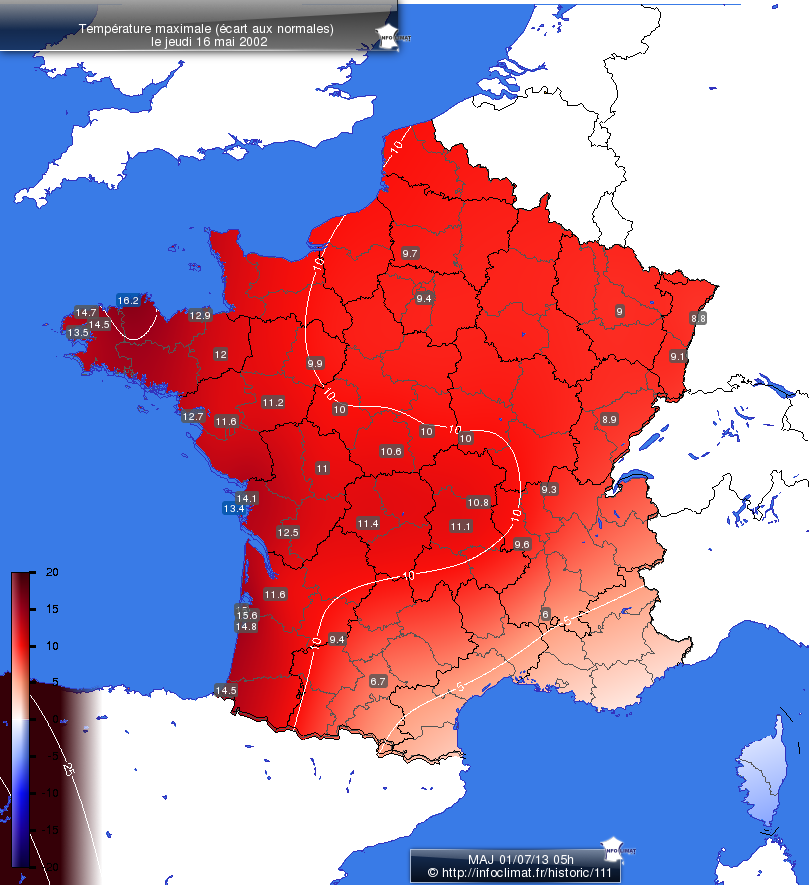 Carte des écarts aux normales