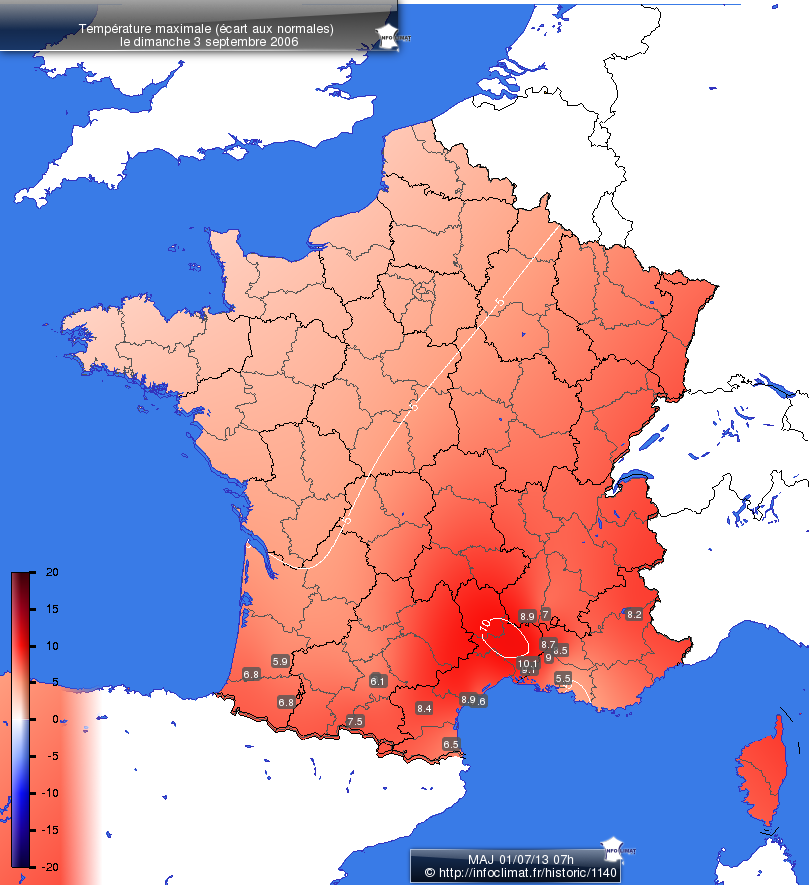 Carte des écarts aux normales