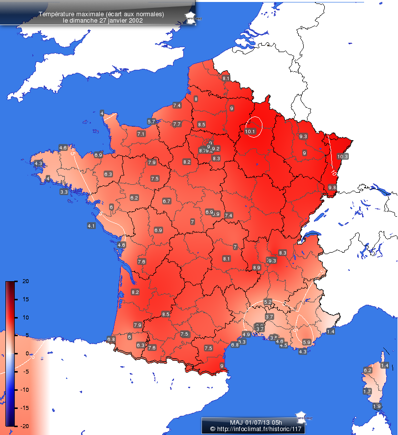 Carte des écarts aux normales