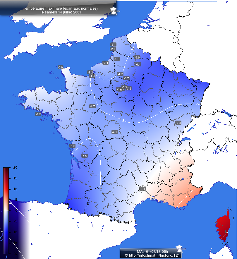 Carte des écarts aux normales