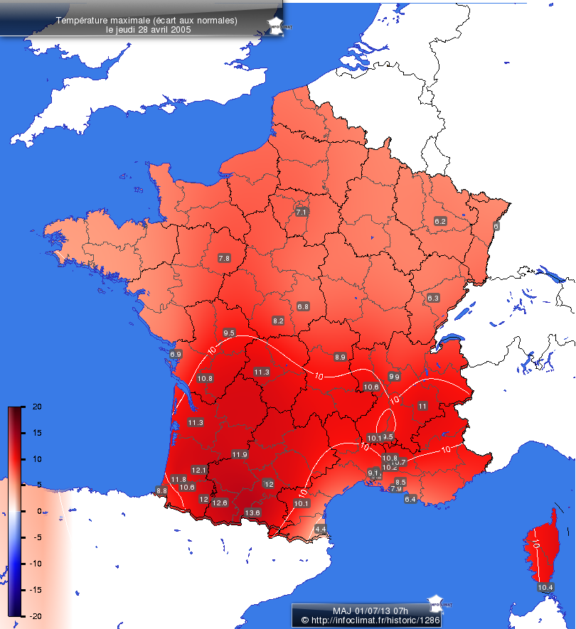 Carte des écarts aux normales