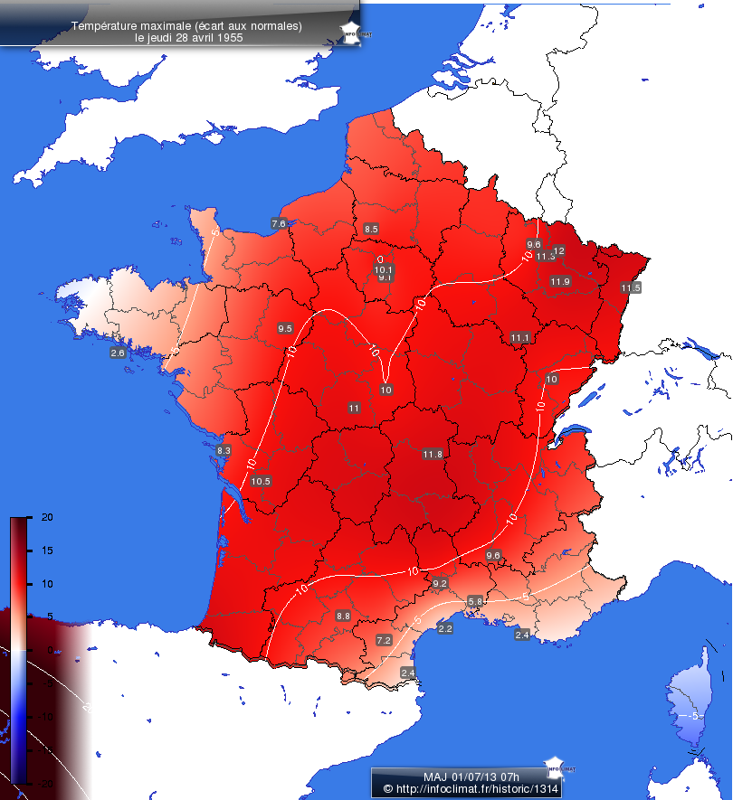 Carte des écarts aux normales