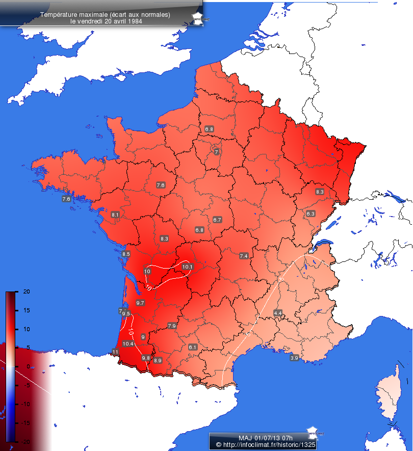 Carte des écarts aux normales