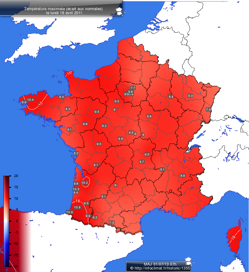 Carte des écarts aux normales