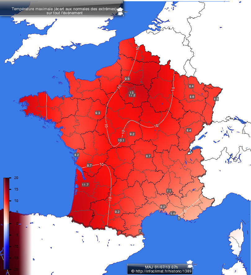 Carte des écarts aux normales