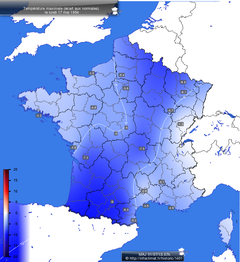 Carte des écarts aux normales