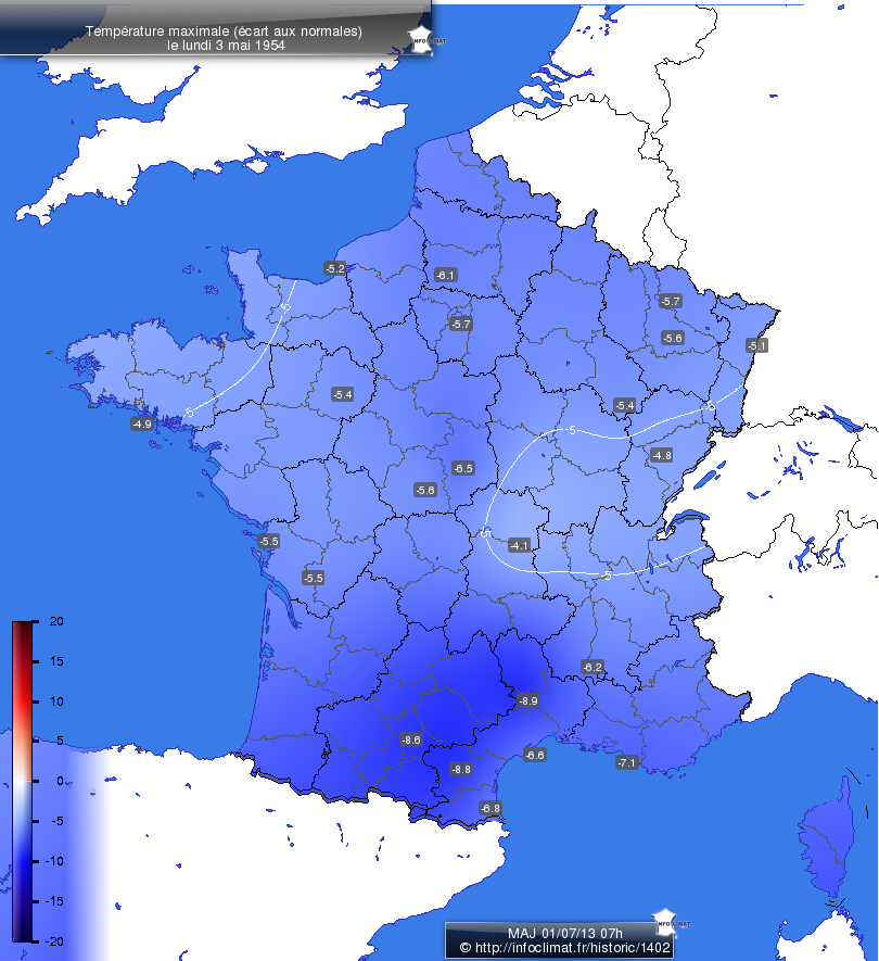 Carte des écarts aux normales