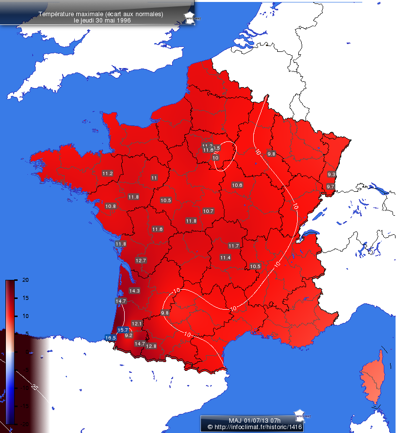 Carte des écarts aux normales