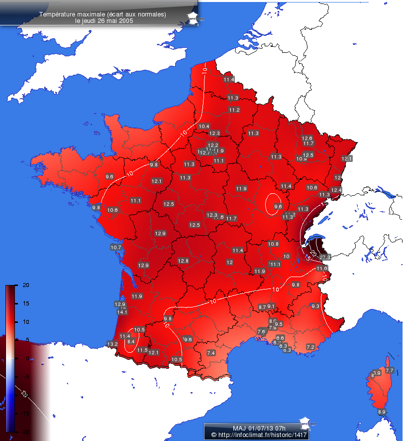 Carte des écarts aux normales