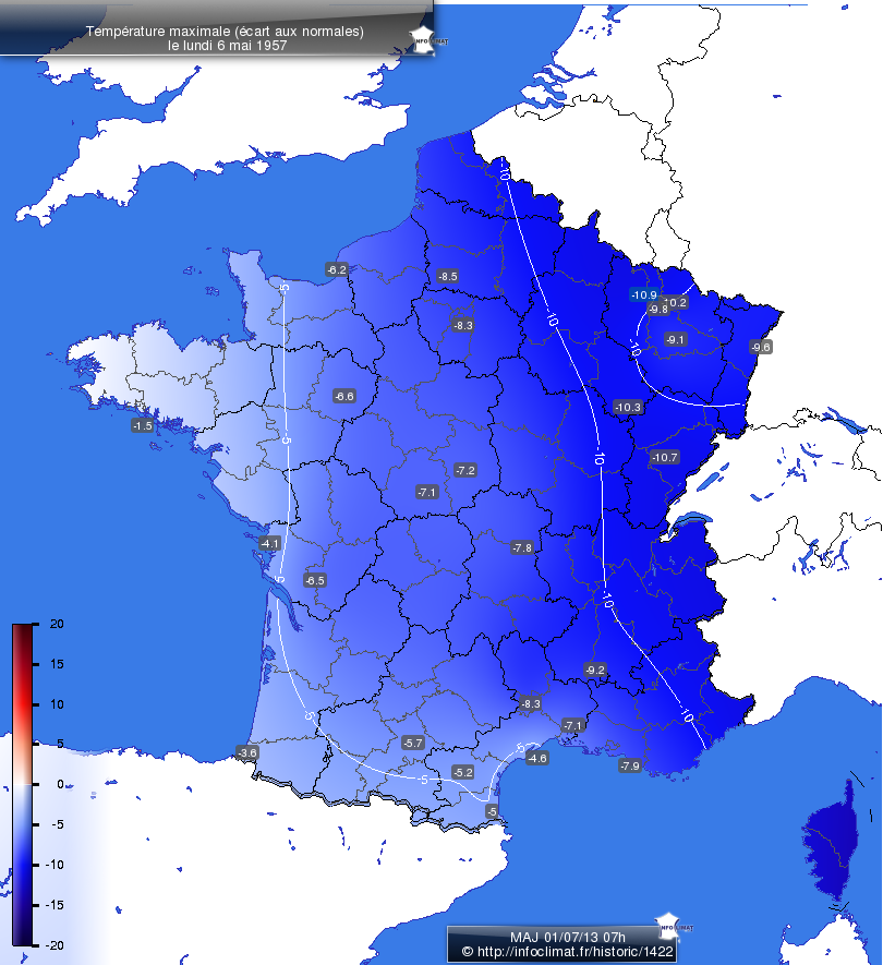 Carte des écarts aux normales