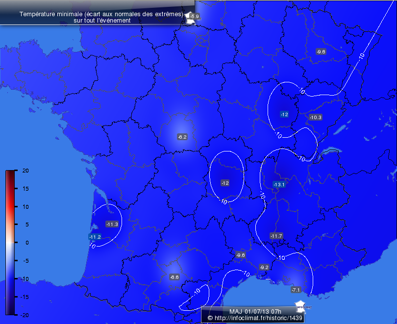 Carte des écarts aux normales