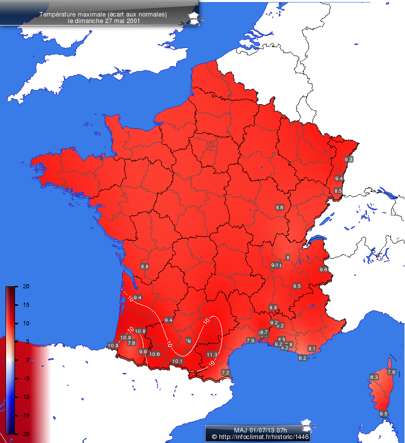 Carte des écarts aux normales