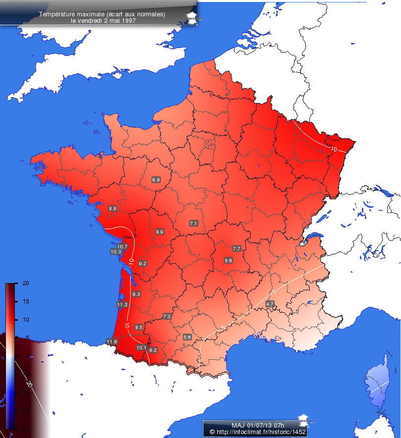 Carte des écarts aux normales