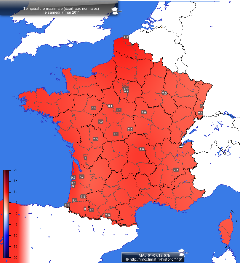 Carte des écarts aux normales