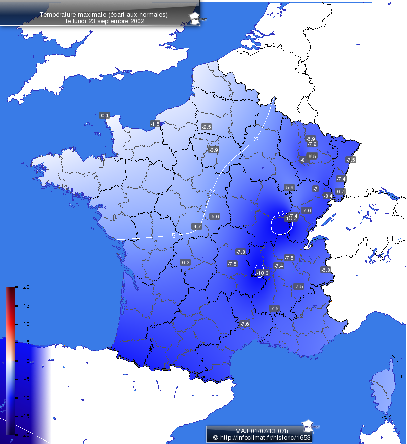 Carte des écarts aux normales