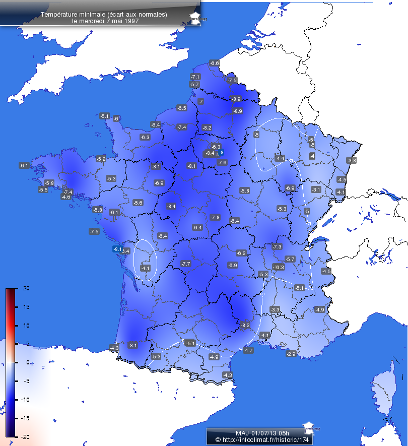 Carte des écarts aux normales