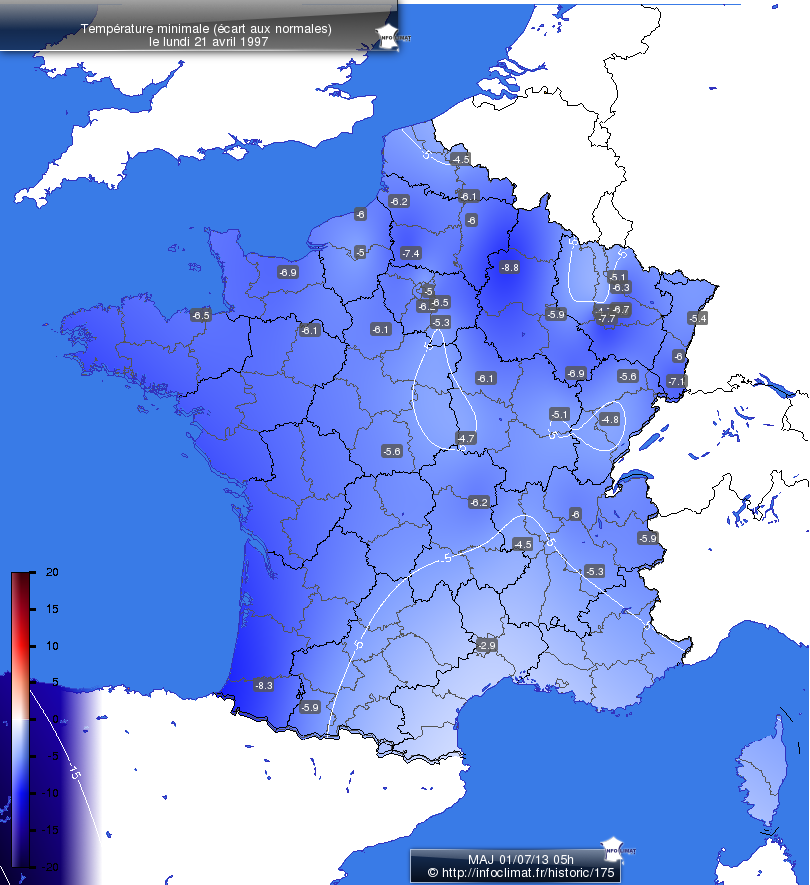 Carte des écarts aux normales