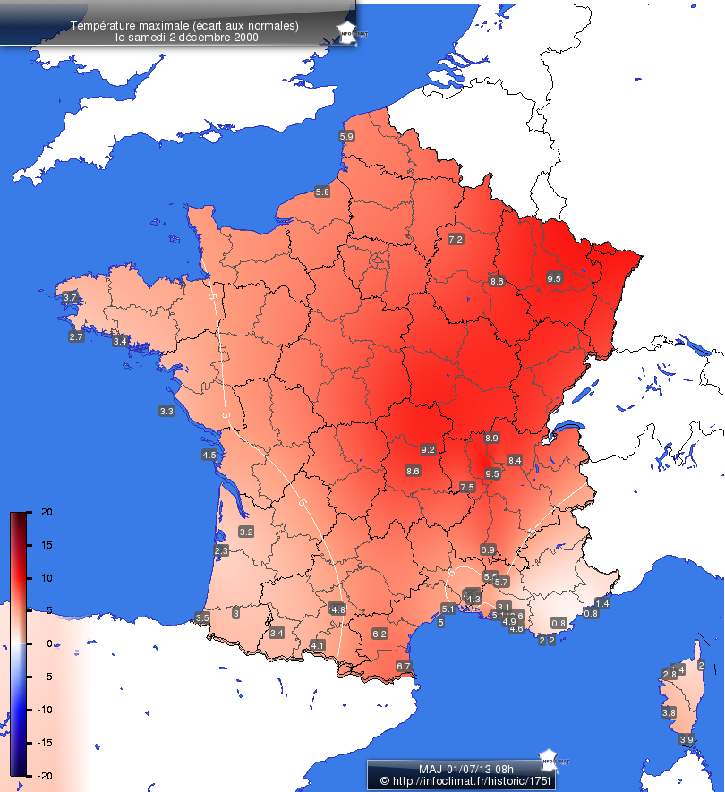 Carte des écarts aux normales