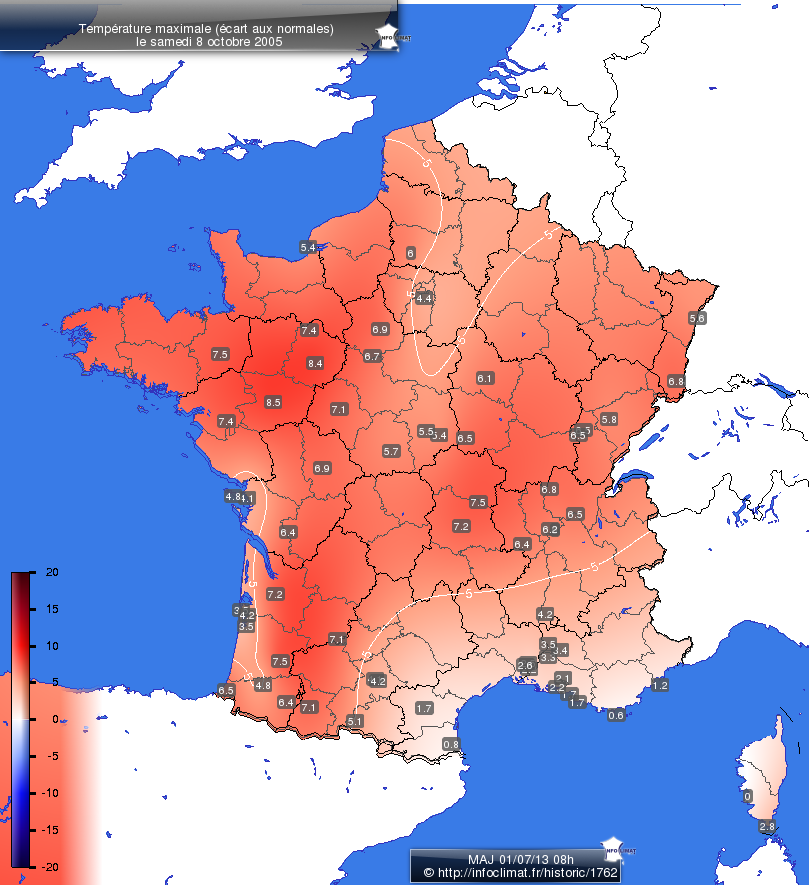 Carte des écarts aux normales