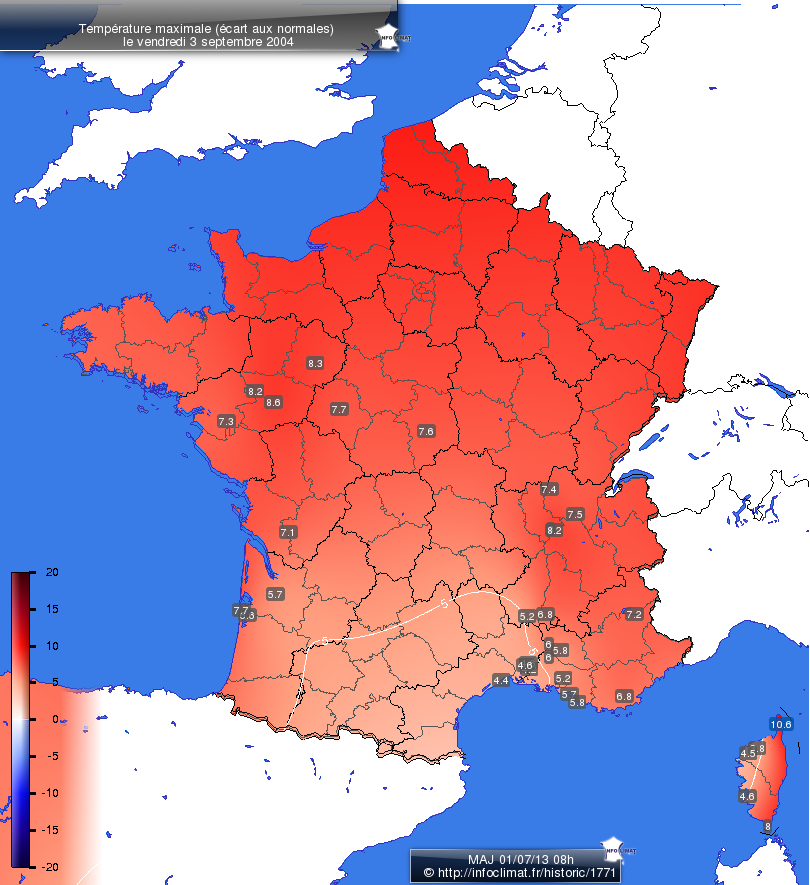 Carte des écarts aux normales