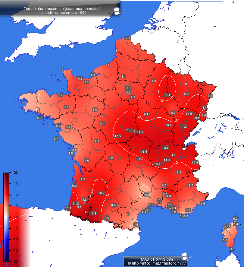 Carte des écarts aux normales