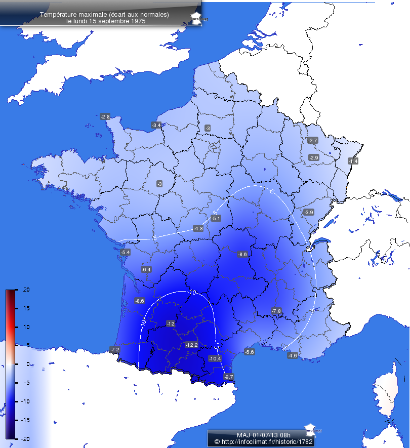 Carte des écarts aux normales