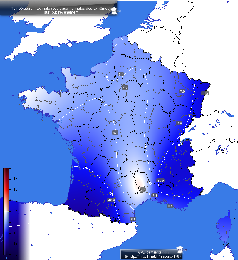 Carte des écarts aux normales