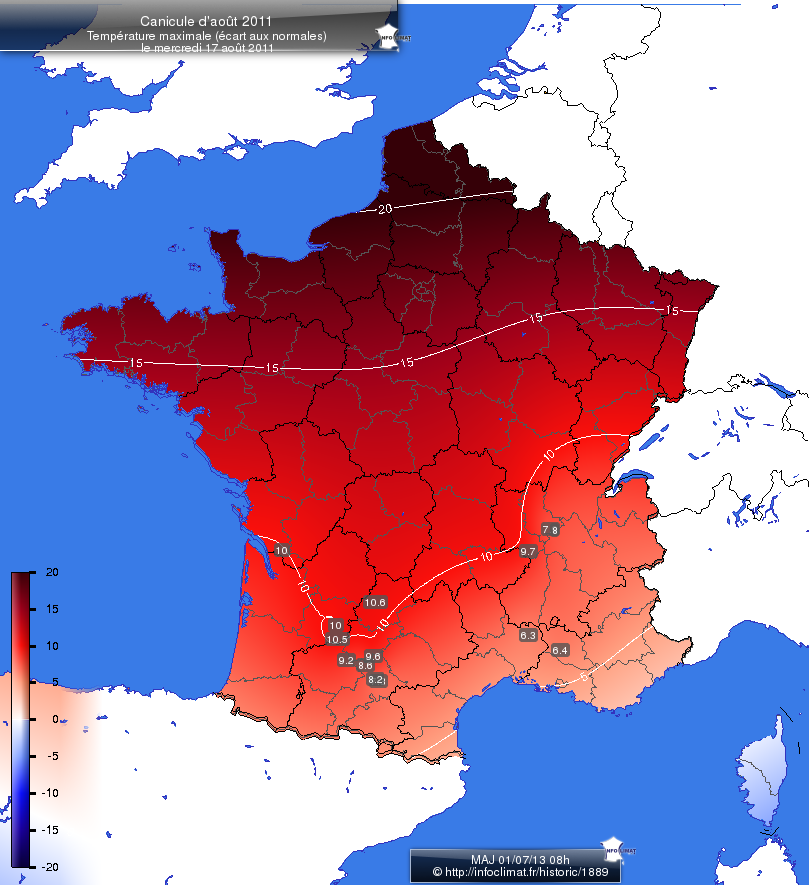 Carte des écarts aux normales