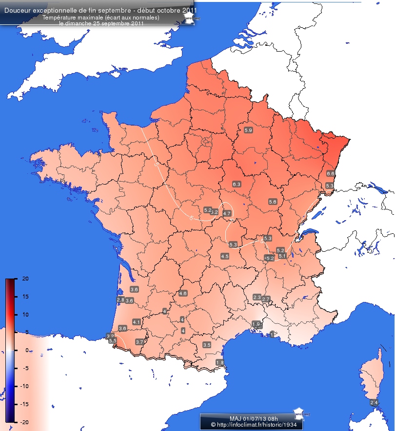 Carte des écarts aux normales