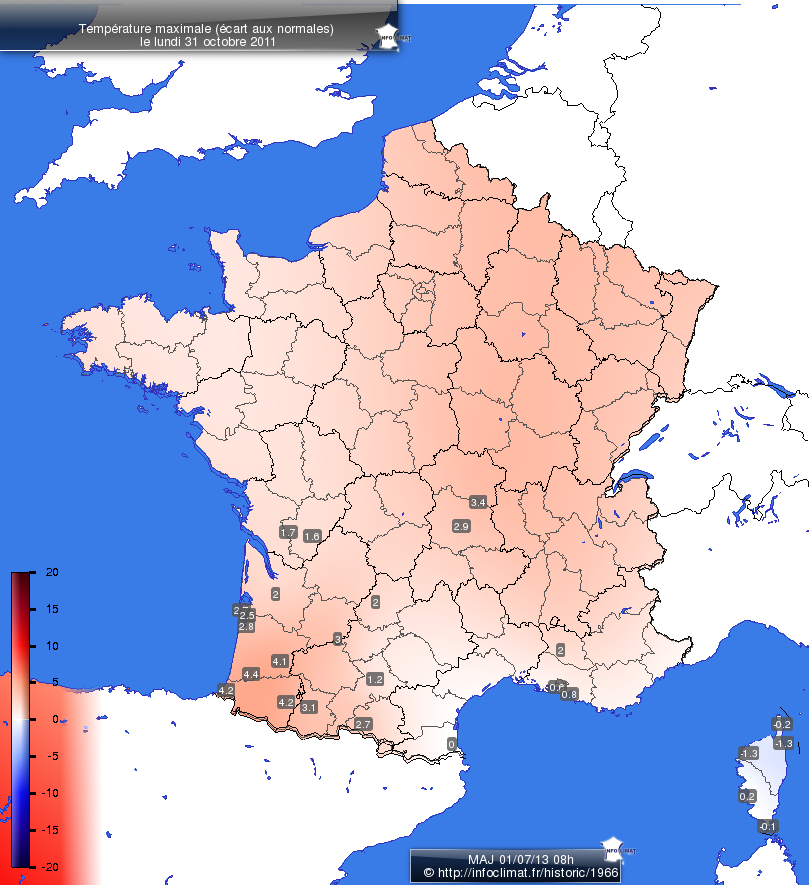 Carte des écarts aux normales