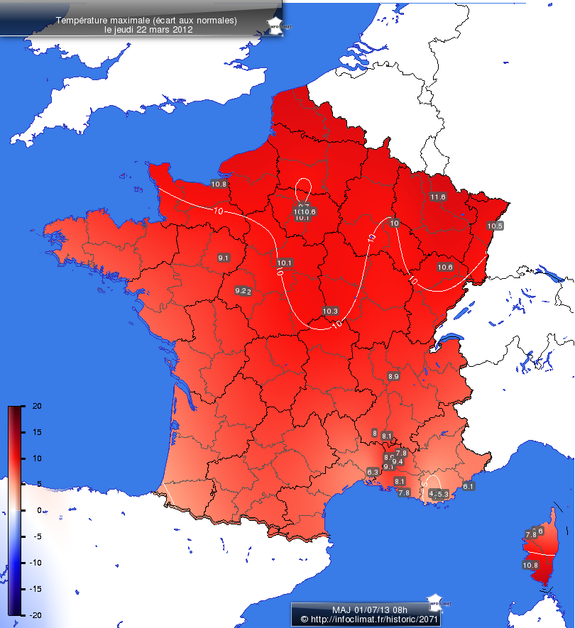 Carte des écarts aux normales