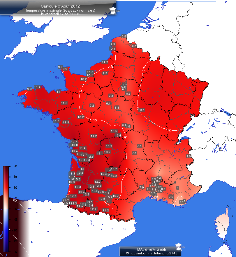 Carte des écarts aux normales