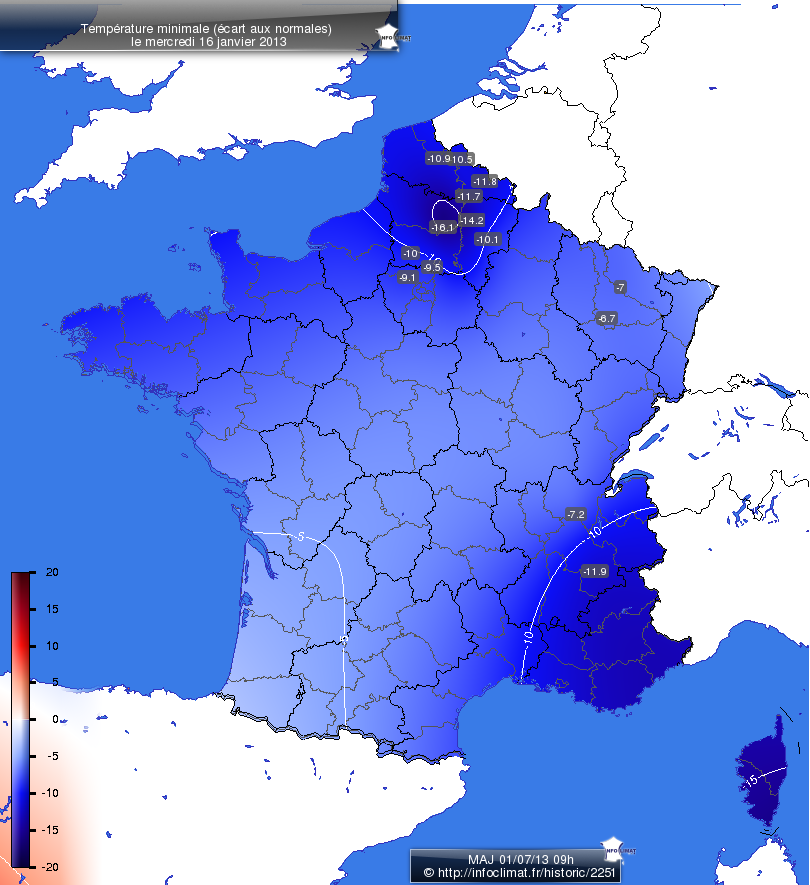 Carte des écarts aux normales