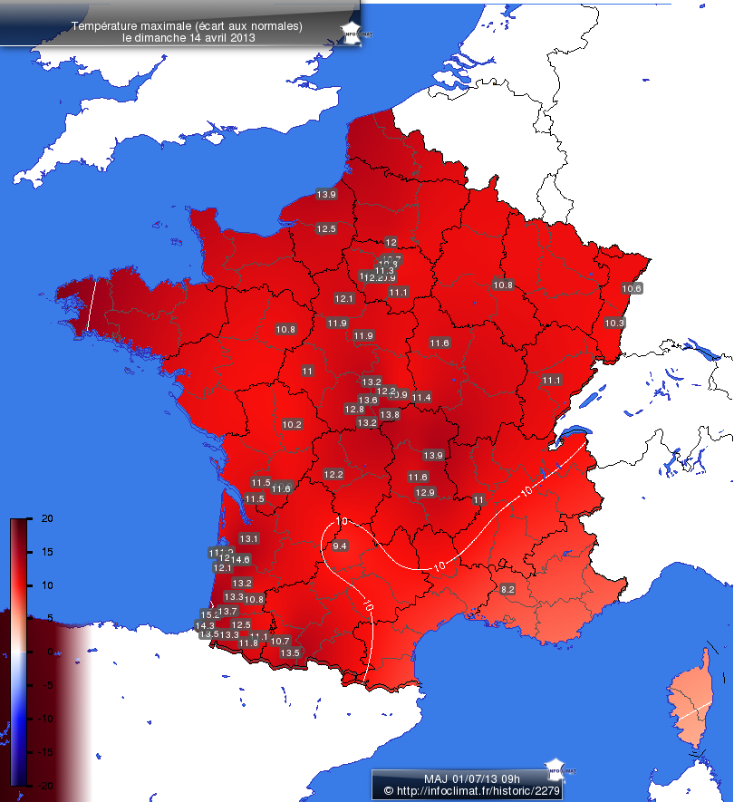 Carte des écarts aux normales