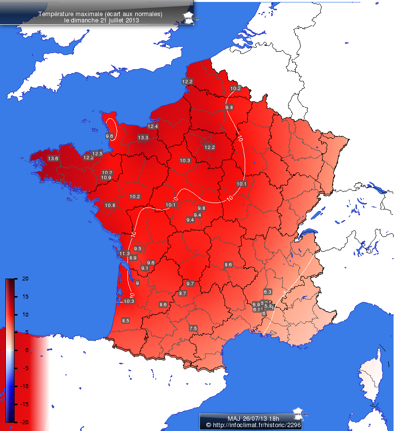 Carte des écarts aux normales