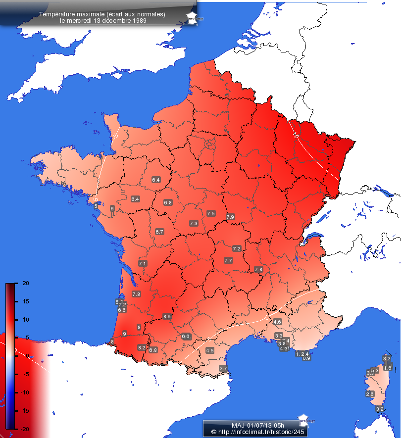 Carte des écarts aux normales