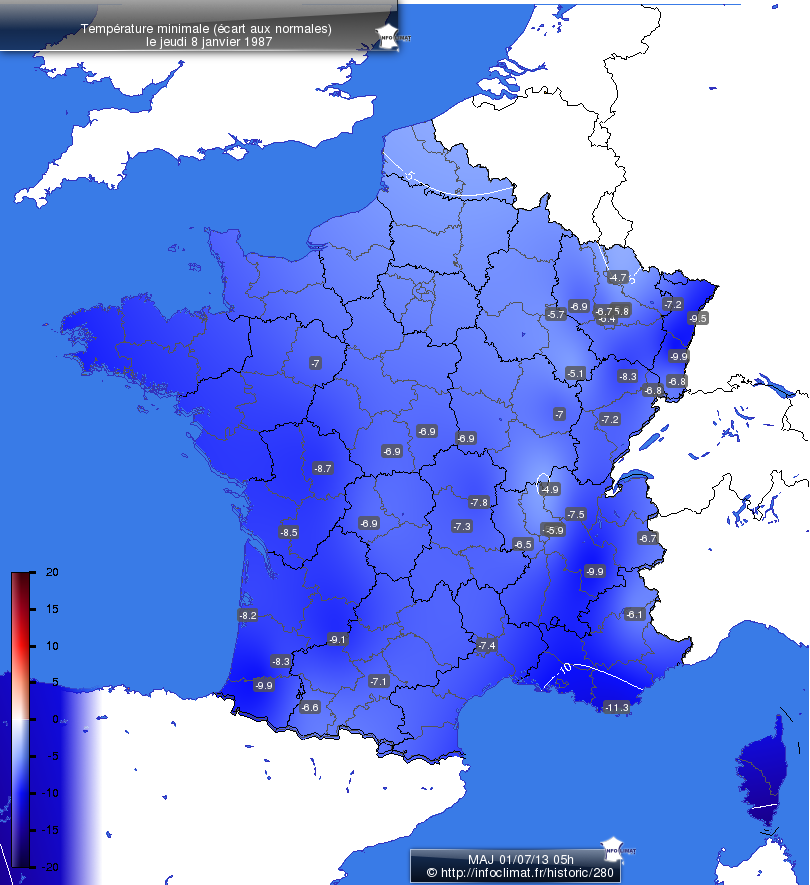 Carte des écarts aux normales