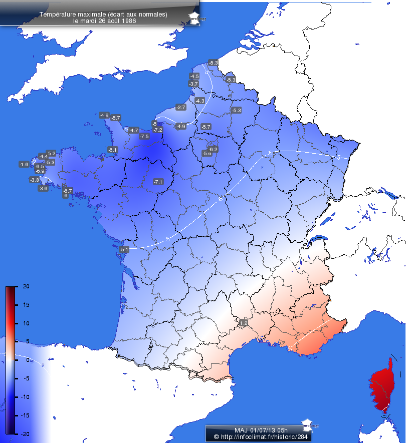 Carte des écarts aux normales