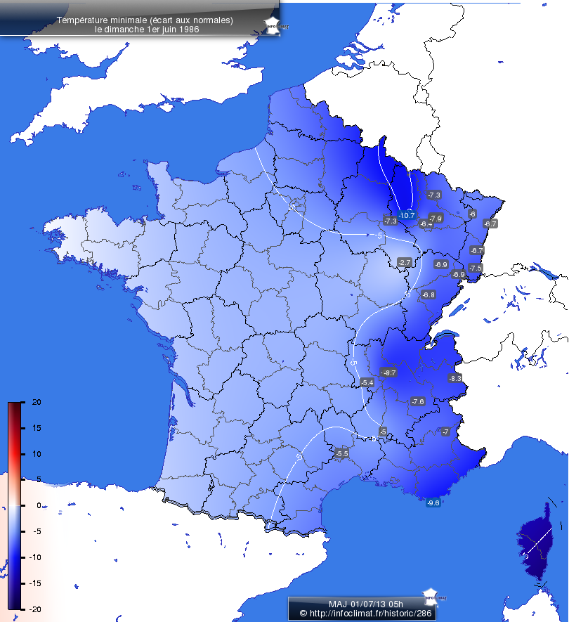 Carte des écarts aux normales