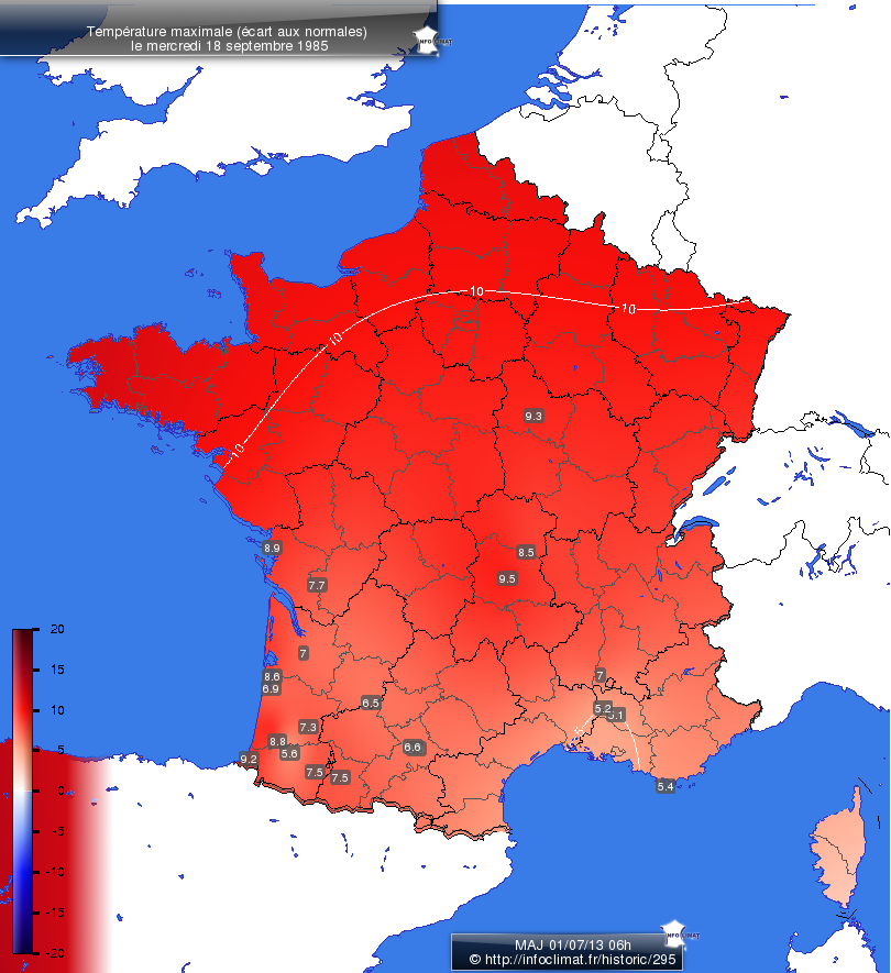 Carte des écarts aux normales