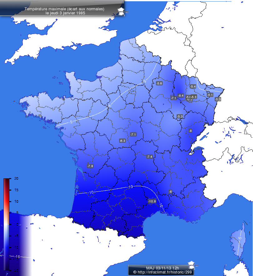 Carte des écarts aux normales