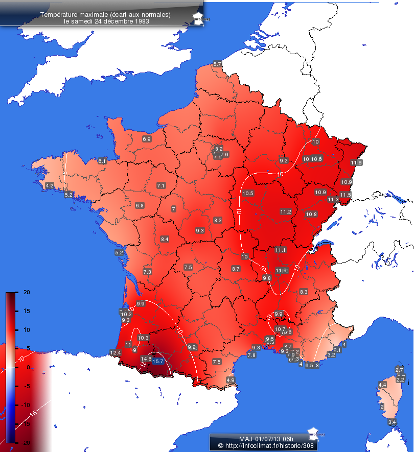 Carte des écarts aux normales