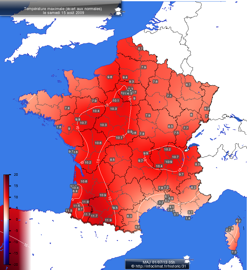 Carte des écarts aux normales