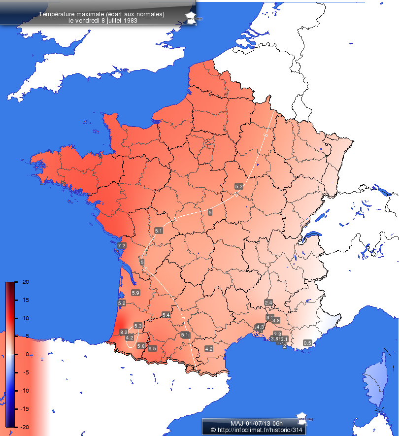 Carte des écarts aux normales