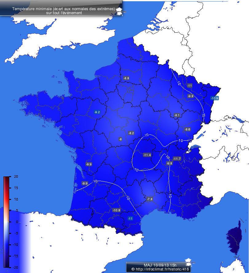 Carte des écarts aux normales